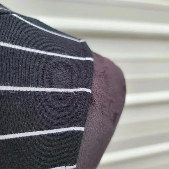 Aero Seriously Soft Womens Black White Striped Sleeveless Dress Mock Neck M - Picture 9 of 9